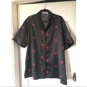 Roucha satin button up shirt size M